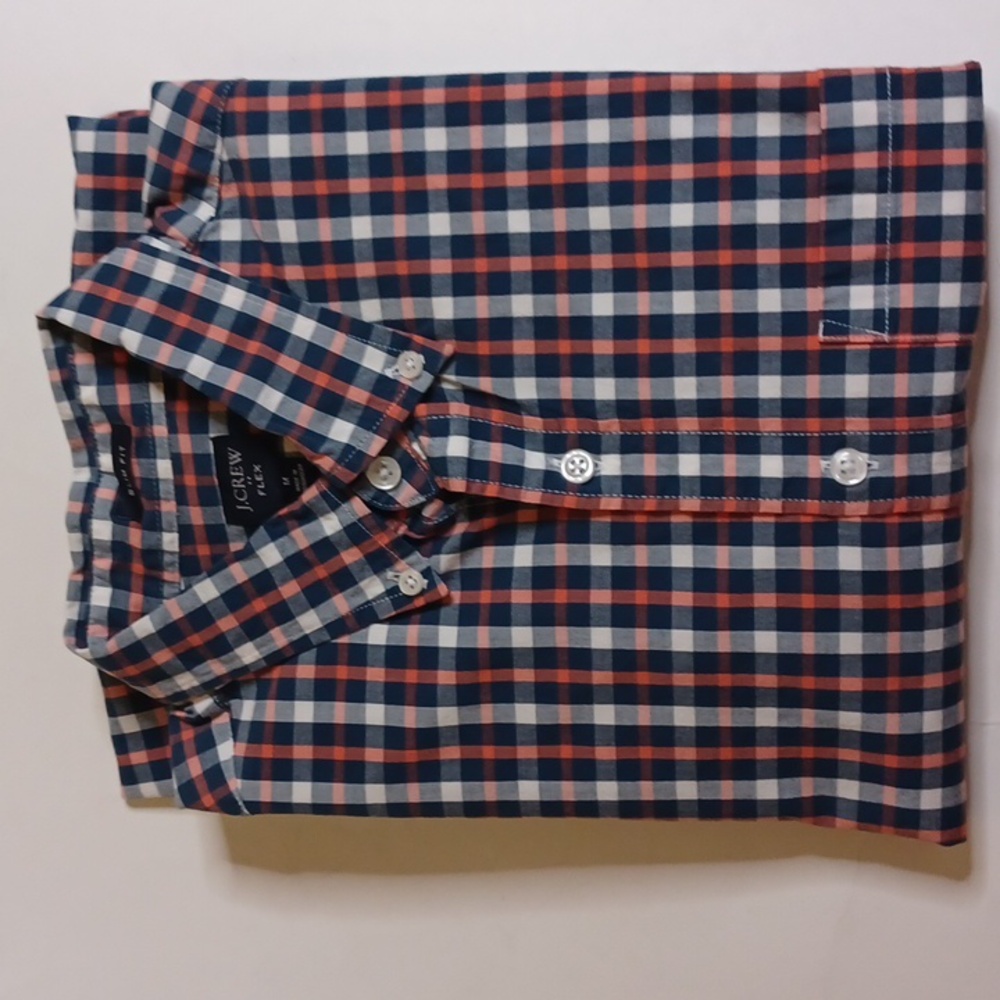 J.CREW Flex Slim Fit Men's Plaid Long Sleeve Button Down Shirt. Size M